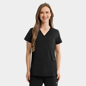 Women's Mock-Wrap Top w/ Zipper Pocket