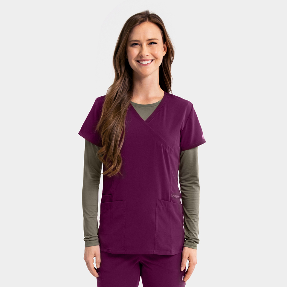 Women's Mock-Wrap Top w/ Zipper Pocket - Image 46