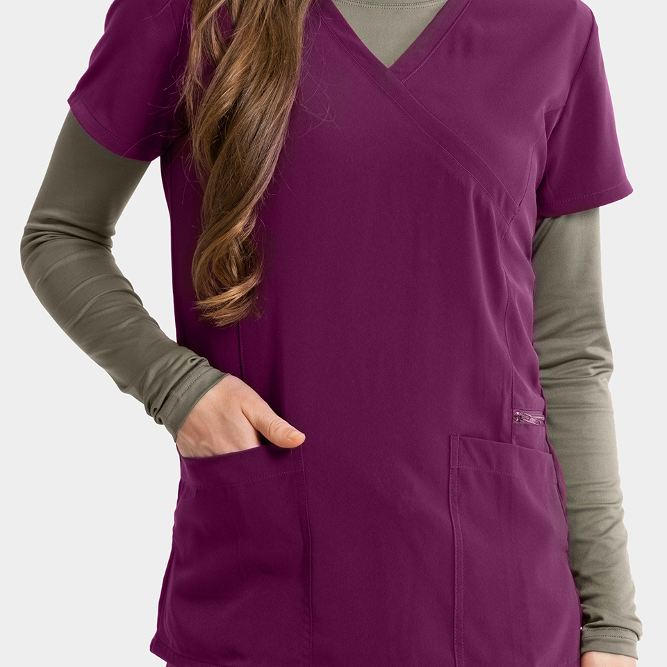 Women's Mock-Wrap Top w/ Zipper Pocket - Image 49