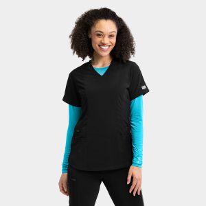 Elevate-by-IRG_181003-WomensDoublePocketV-NeckTop-Black-BLK-01-IRG-Scrubs.jpg Women's Double Pocket V-Neck Top