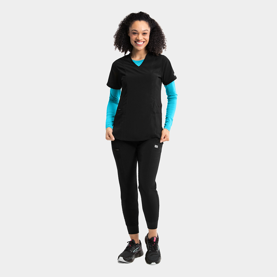 Women's Double Pocket V-Neck Top - Image 6