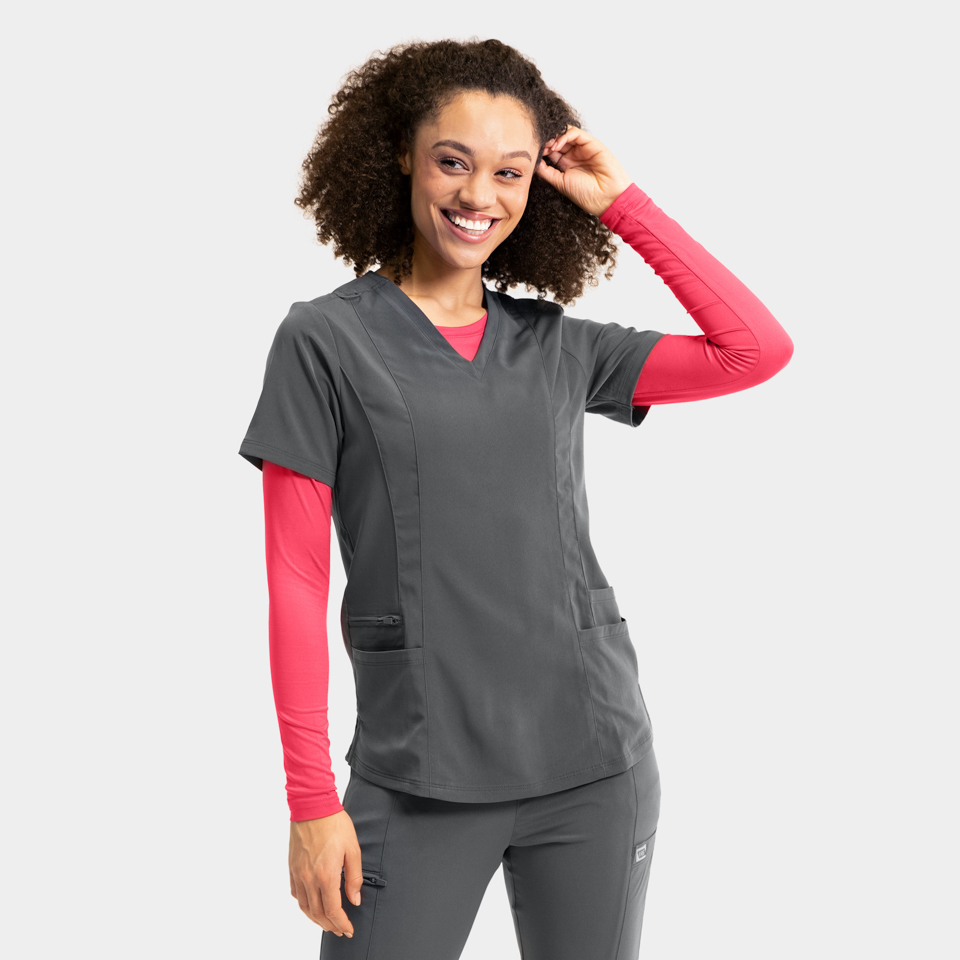 Women's Double Pocket V-Neck Top - Image 25
