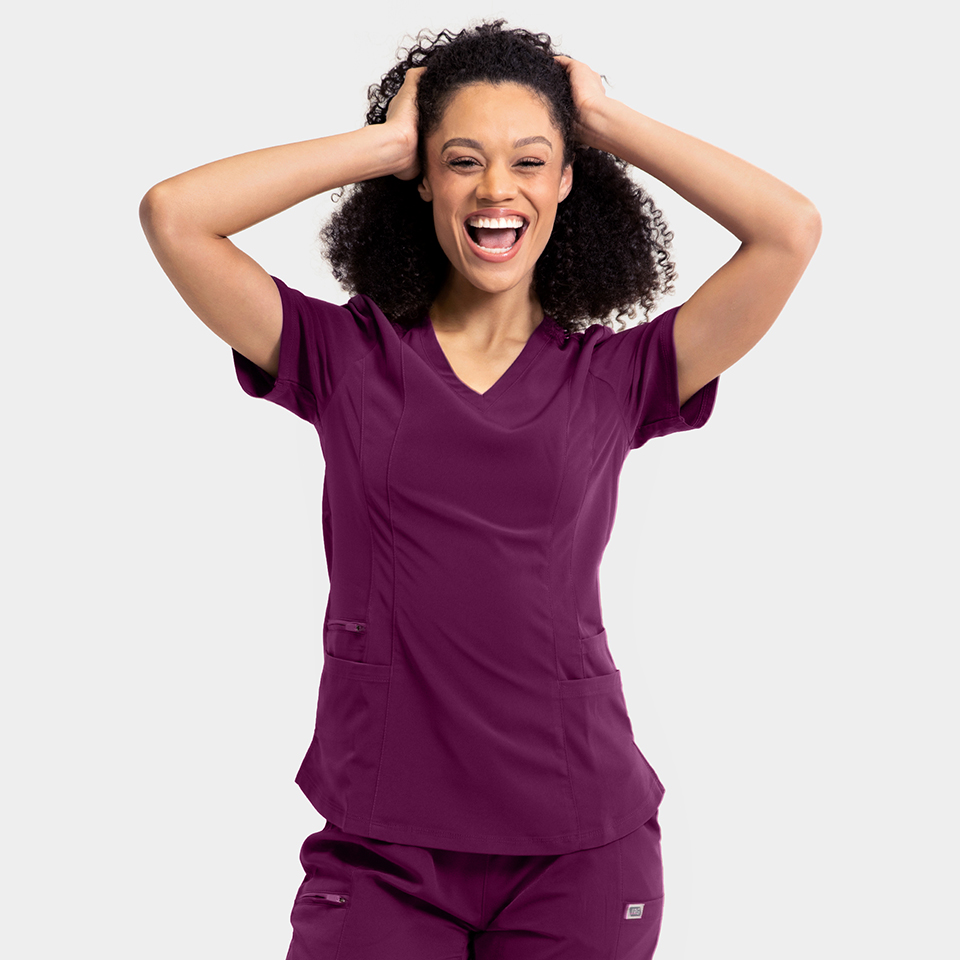 Women's Double Pocket V-Neck Top - Image 31