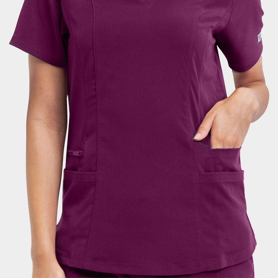 Women's Double Pocket V-Neck Top - Image 34
